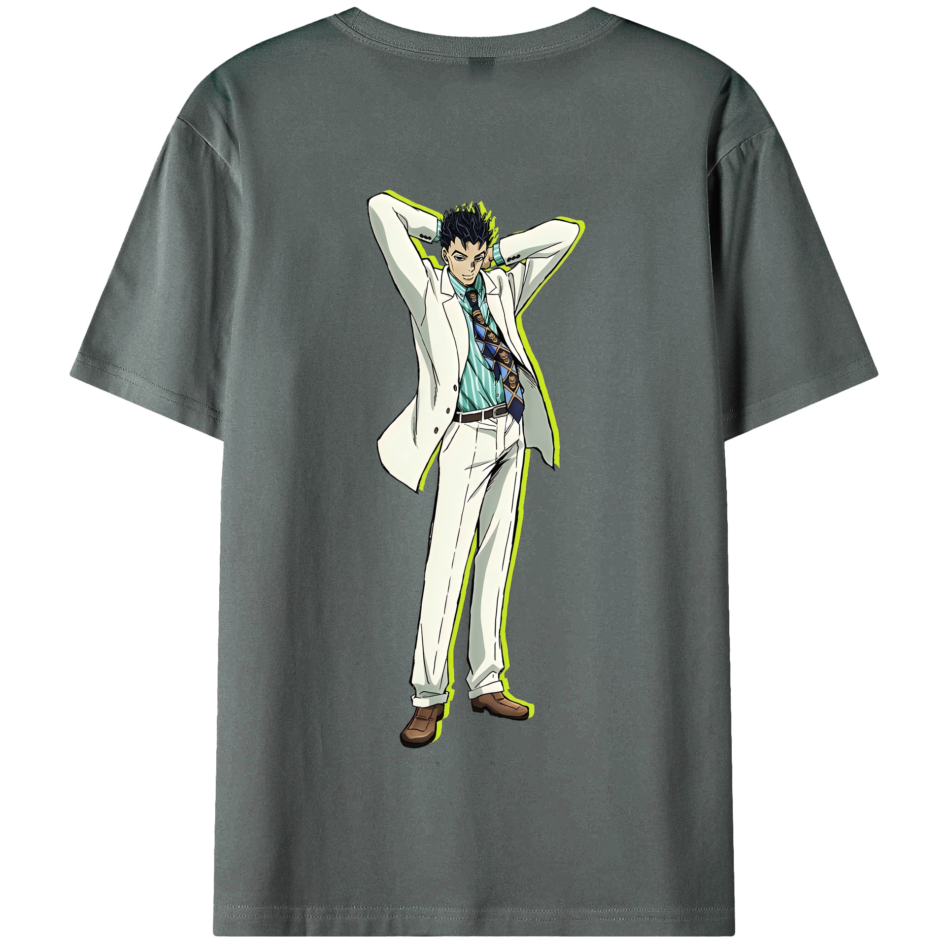 （画像用） ジョジョの奇妙な冒険 きら よしかげ JoJo's Bizarre Adventure Kira Yoshikage 綿100％半袖Tシャツ（背面プリント）